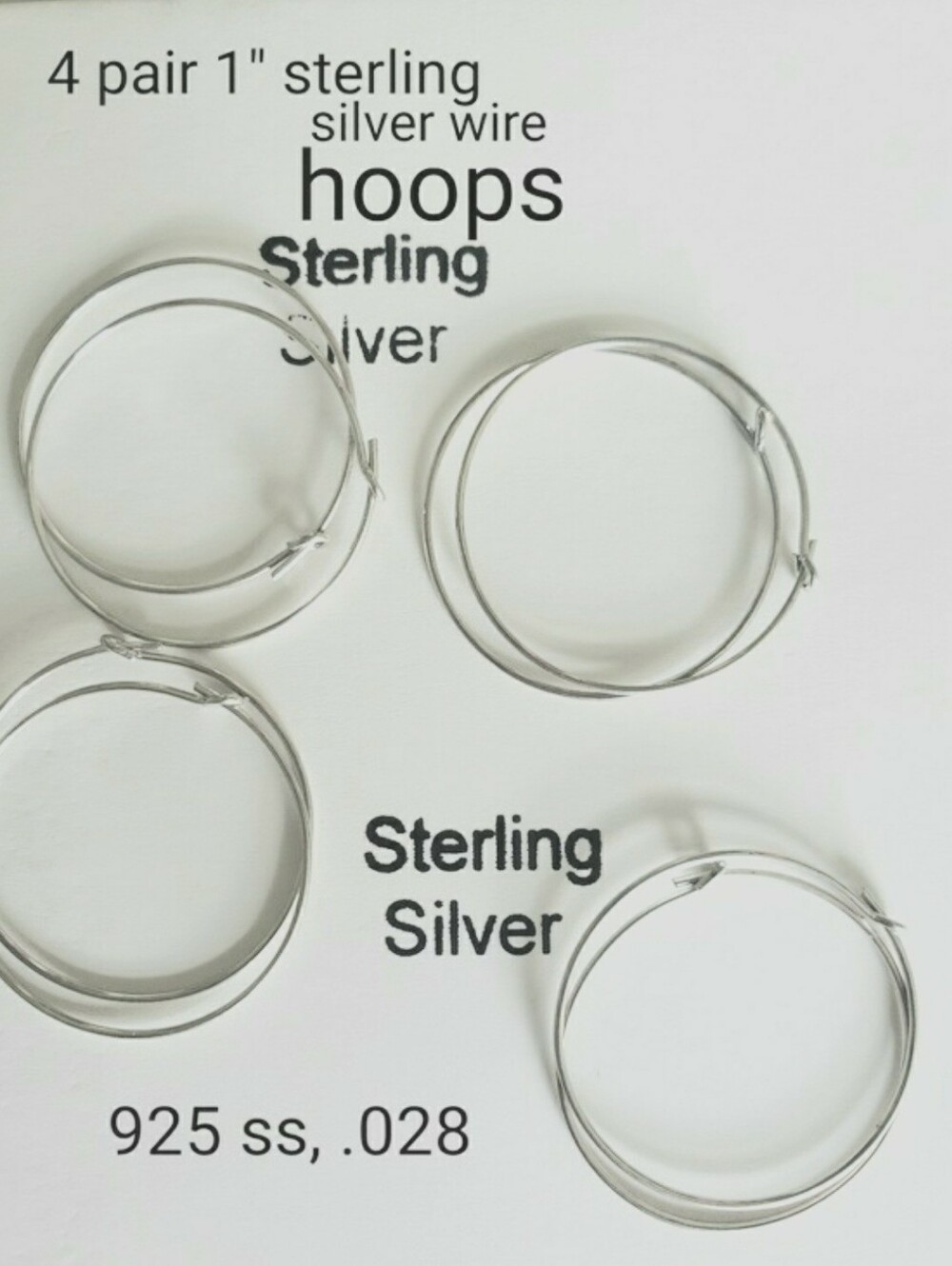 Lot Of 4 Pair 1" Sterling Silver Hoops